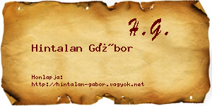 Hintalan Gábor névjegykártya